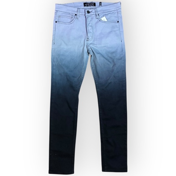 RUDE Denim - Gray Ombre Skinny Jeans Stretch Slim Fit Denim Womens Plus 32 NWT